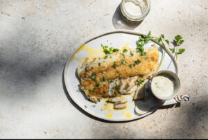 Read more about the article Grilled Line Fish with Preserved Lemon & Truffle Aioli