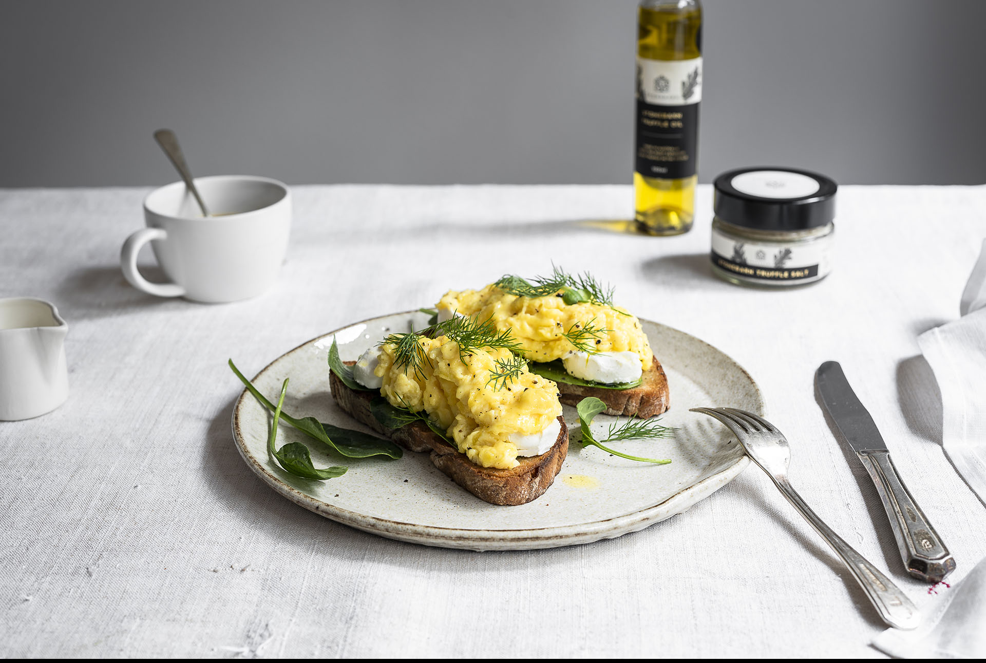 You are currently viewing Truffle Buttered Scrambled Egg with Spinach & Goat’s Cheese